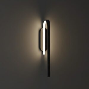 Modern Curved Loop Linear LED Wall Light|Minimal Vertical Inverted-U LED Wall Sconce for Bedroom, Bedside & Living Room|Black