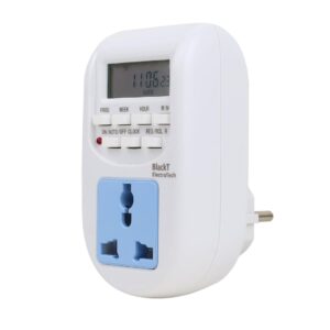Blackt Electrotech BT41P 250V 10A Digital Programmable Timer Socket Plug 24x7 Electronic Outlet for Automated Lights, Energy Saving & Home Appliances