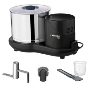 Premier Smart 2 Litre Table Top Wet Grinder 200 Watts 230V | Stainless Steel Drum | Free Coconut Scraper & Dough Kneader | 2 Stone Grinding | Easy Maintenance | 2 Years Motor Warranty | PG512