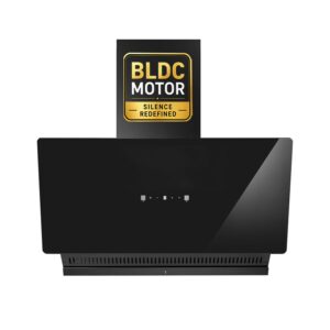 Glen 90 cm 1600 m?/hr BLDC Slant Kitchen Chimney |Intelligent Auto Clean |Wider Suction Area|(Hood Play 90,Touch & Gesture Control,Black) 1year Comprihensive & 7 Year on motor (90)