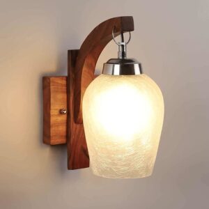 BrightLyt Wood & Crack Glass Desing Wall Light for Living Room, Decorative Wall Hanging Lamp, Sconce for Home Decoration (Pack of 1)