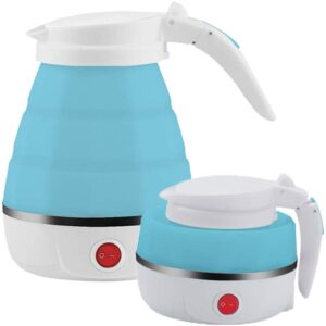Electric Kettle 0.6 Litre | Electric Kettle 1 Litre Foldable Folding Travel Portable Stainless Steel Temperature Control Water Heater Body 5 Cup Camping Compact Mini Silicone Boiler