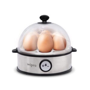 Wipro Vesta Electric 360 Watt Egg Boiler Boils up to 7 Eggs at a time|Steaming bowl for poaching|3 Boiling Modes|SS Body and Heating Plate| White, Standard | 1 Year Product Warranty