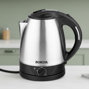 Borosil 1.5L Boiluxe Variable Temperature Stainless Steel Electric Kettle | Made in India | Cool Touch Handle | 360? Rotating Base | Auto Cut-Off | Dry Boil Protection | 1 Year Warranty