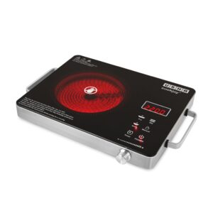 USHA IR2200TCB Infrared Induction Cooktop with grill | 2200 Watts | 11 Power Level | 4 Preset Menu | Feather Touch Controls | Digital display | 1 Year Warranty| Black|