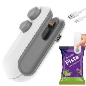 Portable Sealing Machine 2 in 1 USB Rechargeable Magnetic Bag Sealer Heat Seal &Cutter, Handheld Sealer for Food, Snacks, Chips, Fresh Storage, Plastic Bags Sealing Machine Home Appliances