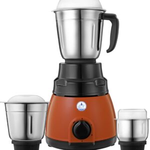 GRAND PLUS FLAME 750 W Mixer Grinder with 3 Multipurpose Jars for Grinding, Blending & Mixing | High-Performance Motor | Super Efficient & Power Saving | 1Y Warranty (Luster | 3 Jars | Black, Red)