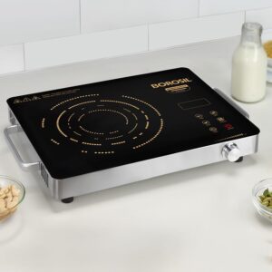 Borosil 2200W Smart Kook Infrared Induction | Digital Display with Touch Buttons | Glass Crystallite Plate | 8 Preset Modes | Auto Cooling Fan | 1 Year Warranty | Made in India