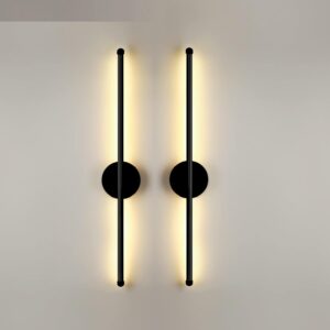 Groeien Metal Pack of 2 | Modern LED 3 Color Long Wall Sconce Wall Light for Bedroom Living Room Corridor Lighting Fixtures Wall Mount(Warm+Natural+Coolwhite)(Black)