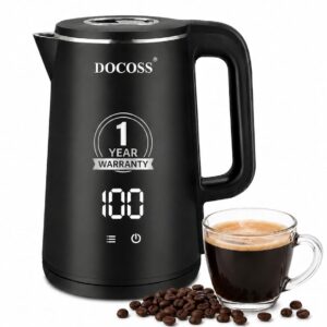 DOCOSS Electric Kettle for Hot Water, 1.8L Multipurpose Kettle with 5 Preset Modes & Digital Touch Display, 1800W Hot water Kettle with Auto Shutoff and 360? Swivel Base