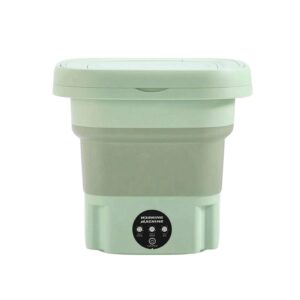 Collapsible Foldable Washing Machine Compact Portable Washer with Draining Basket Space-Saving Mini Washing Machine Lightweight for Students, Travelers, Dorm Rooms, Travel, Apartments, Camping, Green,