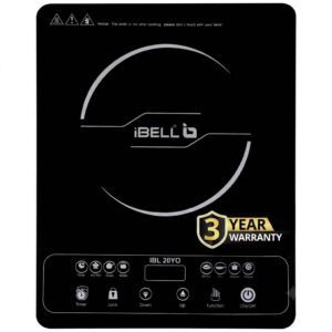 iBELL 20YO Induction Cooktop 2000W - 3 YEAR WARRANTY Full Touch Panel, Double/Single Coil Technology, Fast Heating, Auto Shut-Off, Overheat Protection, Crystal Glass Top [Black]