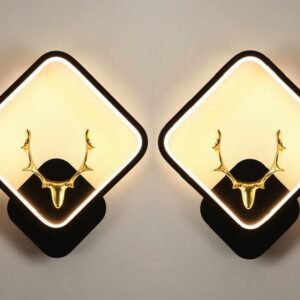Desidiya Aluminium Deer Pendant Light for Living Room Decor Fancy Indoor/Outdoor Decorative Lights for Bedroom, Black Square Fancy Lights Bedroom, Home Decoration Wall Light - Pack of 2