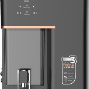Aqua Innovica RO Water Purifier Alkaline + Copper + RO + LED UV + Zinc + TDS Controller | 10L Storage | 9-Stage Purification | Metallic Energy Black | Ideal for Home & Office | Upto 3000 TDS
