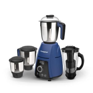 Crompton DuroElite Plus 800 W Mixer grinder with 4 Jars (3 stainless steel Jars+ 1.5L Juicer Jar with Fruit Filter)| Heavy Duty Powertron Motor & Motor Vent-X Technology |Blue