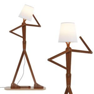 Cool Tall Floor Lamp Decorative Reading Standing Wood Swing Arm Wood Lighting for Corner Kids Boys Girls Bedroom Living Room Home Improvement Office Farmhouse - with LED Bulb (Walnut)