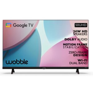 Wobble 127 cm (50 inches) UD Series 4K Ultra HD Smart LED Google TV WB50GTAW9602UDFL (Black)