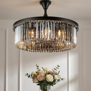 400mm Crystal Chandelier 3-Color Colour (Warm + Natural + Cold White) | Metal & Crystal Jhumar for Living Room Bedroom Dining Hall Ceiling Light