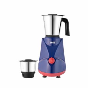BOSS Comfort 500W Mixer Grinder with Powerful Motor & Overload Protection, 2 Years Warranty*, 2 Stainless Steel Jars, Blue