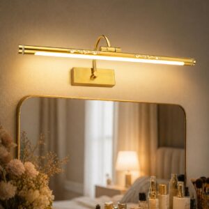 TRIPPING 12W Gold LED Picture & Mirror Light: Slim Linear Wall Lamp with Warm White Glow, Decorative Metal Body, Acrylic Diffuser, Adjustable Angle, Ideal for Bathroom, Bedroom, Living Room