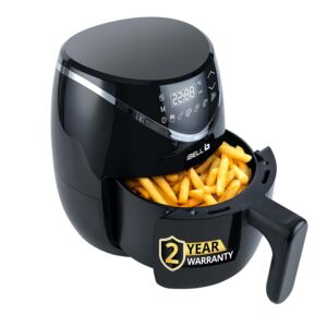 iBELL 3.2L Air Fryer For Home |800W, Feather Touch Control, 6 Preset Cooking Modes, Adjustable Temperature, One Basket with Steam Rack, Oil-Free Healthy Cooking (Black)