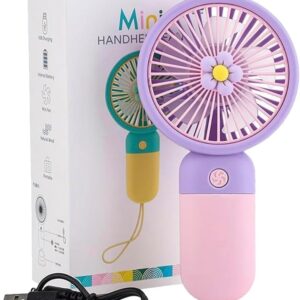 Portable Rechargeable Mini Fan | 400mAh USB Handheld Small Fan with 3 Speed Modes | Silent Personal Pocket Cooling Fan for Travel, Office Desk, Makeup, Kitchen, and Kids (Multicolor)
