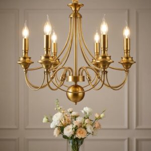 HDC 6 Light Gold Metal Italian Chandelier for Living Room Dining Hall Bedroom Jhumar Ceiling Light Hanging Lamp Warm White Home Decor Modern Classic Luxury Lighting Chandelier Ceiling Light Unique