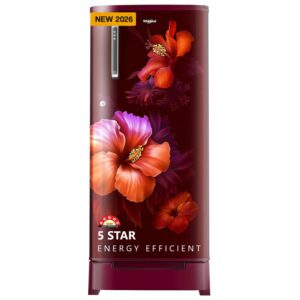 Whirlpool 184 L 5 Star Direct-Cool Single Door Refrigerator with Intellisense Inverter Compressor (205 WDE ROY 5S Inv WINE SPRING-Y, Red, 2026 Model)