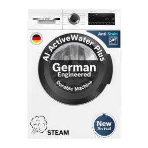 Bosch 12 kg 5 Star Front Load Fully Automatic Washing Machine, AI ActiveWater, Inbuilt heater, Antibacterial Tech, 14 Wash Programs, 66L Large Drum, SoftCare Paddle, White, WGA27400IN (2026 Model)