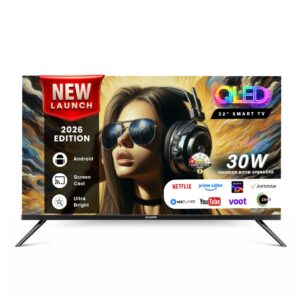 IONSTAR 80 CM (32 inches) HD Smart QLED Android TV 2026 | 1000+ Apps Support | USB Ports | Smart Voice Control | 30W Thunder Speakers | Cloud Voice Connect | Frameless | 32S-MXMCL-EK