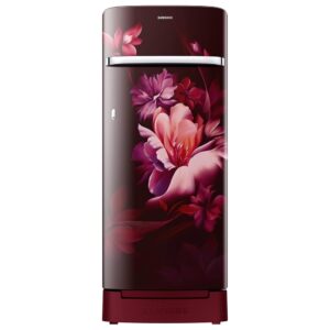 Samsung 215 L, 5 Star, Digital Inverter, Direct-Cool Single Door Refrigerator (RR23H2H35RZ/HL, Midnight Blossom Red, Base Stand Drawer, Single Touch Defrost, 2026 Model)