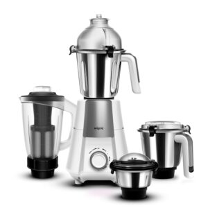 Wipro Elato Divine FMG 213 800 Watt Mixer Grinder with 4 Jars,Heavy Duty 100% Copper Ball Bearing Motor with 5 Year Warranty,Superfast Grinding,Clip Lids - Hands Free use, 4 Jars Mixer Grinder, White