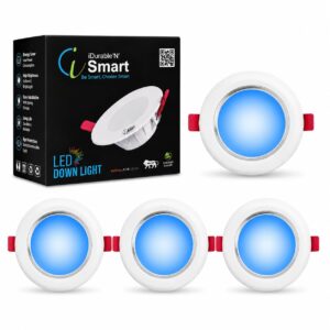 iDurable 'N' Smart Pack of 4 Blue LED Ceiling Lights 7W | Recessed Downlight for Living Room Bedroom Kitchen Home Indoor Lighting Code-72