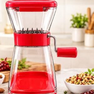 Manual Nut and Spice Grinder with Clear Container, Red
