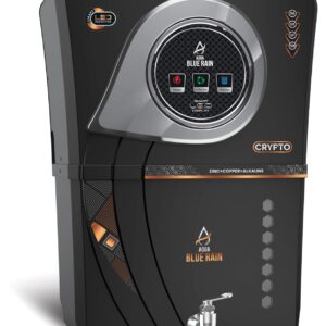 Aqua Blue Rain Smart Crypto Water Purifier, Zinc+Copper+Alkaline, LED Display 100% RO+CFM, Digital Display, Copper, SCMT (Silver Charged Membrane Tech) Wall Mount Water Purifier for Home Pack of (2)