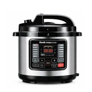 Geek Robocook Nuvo 11-in-1 Automatic Electric Pressure Cooker 8 Litre | 1 Year Warranty | 17 India Preset Menu, Instant Electric Cooker Pot, Multipurpose Electric Rice Cooker (Stainless Steel, 8L)