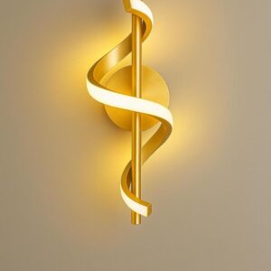 Modern Curvy 12W LED Wall Lamp with 3-Color Changing for Bedroom & Modern Home D?cor (Gold Spiral- W 20)