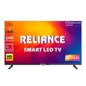 Reliance 32 Inch HD Ready Smart Android LED TV 2026 Edition | 24W Front Boom Speakers | 1000+ Apps | Built-in Wi-Fi | Mobile Screen Cast | Gaming Support | Slim Design | Smart TV | RW32MP8676HD