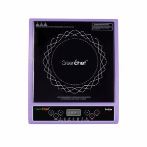 Greenchef Ember Induction Cook Top - Keep Warm Technology| 7 Segments LED Display| Smart Timer| Crystal Plate| Preset Timer| Auto Switch OFF| 1800 Watts| 1 Year Warranty| Purple & Black Color