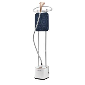 Russell Hobbs 2000 W Double?Pole Garment Steamer | 10?Level Continuous 35 g/min Steam | Aluminum Head + Integrated Board & Hanger | 2.4 L Tank, Auto?Shut?Off Safety | 2 Yr Warranty (RGS2000PROM)