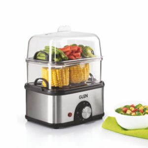 Glen 3 in 1 Multi Cooker & Food Steamer, 350W, with 2 Vegetable Steaming Trays, Cook Steam & Boil, Nonstick Electric Multicooker,14 Egg Boiler Machine with Boil Dry Protection & Timer (SA3035MCPLUS)