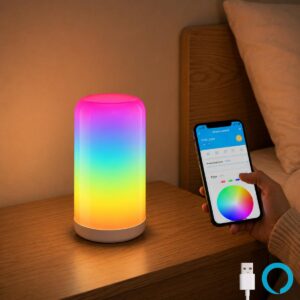 XERGY USB Powered RGB Smart Wi-Fi/Bluetooth/Touch Control Night Table Lamp | Dream Color Light | Dimmable | Multicolor | Music Sync | Works With Alexa & Google Home | Timer - for Bedroom & Living Room