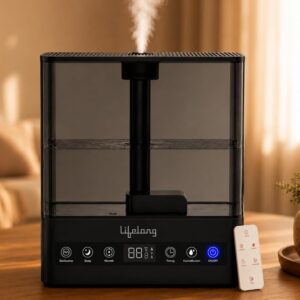 Lifelong Cool Mist Ultrasonic Humidifier for Room Moisture 5L |Top Fill Room Freshener Diffuser for Home, Office, Bedroom, Living Room | 35dB, 360? Nozzle, Adjustable Mist, Auto Shut Off, 8Hr Runtime