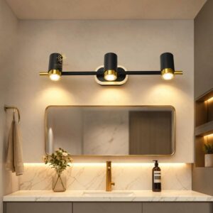 Glowave15W Black Golden LED 3 Light with Adjustabe Head Mirror/Vanity/Bathroom/Picture Light - Warm White (085)