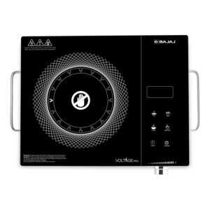 Bajaj IRX 220F Infrared Induction Cooktop | 2200 Watts | 11 Power Level | 3 Preset Menu | Feather Touch Controls | Digital display | 1 Year Warranty ?Black/Silver?