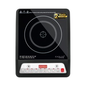Cadlec CookMate 2000W Induction Cooktop with Crystal Glass | 7 Cooking Modes, Auto Shut-Off, Over-Heat Protection, LED Display, BIS Approved, 2-Year Warranty | Black (CD14015)