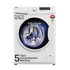 Godrej 7 Kg 5 Star with 5 Years Comprehensive Warranty, AI Powered, FabriSafe Drum, 65% Water Saving, Fully Automatic Front Load Washing Machine (WFEON CRS 7010 5.0 FKEDM GLWH, Glacial White)