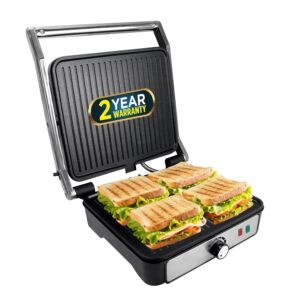 iBELL SM1320G Electric Grill Sandwich Maker 2000W 180? Open Grill, Dual Grill Plates, 2-Year Warranty