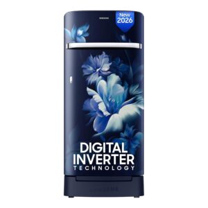 Samsung 189 L, 5 Star, Digital Inverter, Direct-Cool Single Door Refrigerator (RR21H2H25UZ/HL, Midnight Blossom Blue, Base Stand Drawer, Single Touch Defrost, 2026 Model)