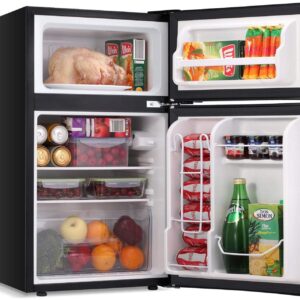 LEONARD USA 115 L Inverter Double Door Mini Refrigerator/Small Fridge with Separate Deep Freezer Compartment & Interior Light for Home, Office or Bar (Based on American Technology) (Black & Silver)